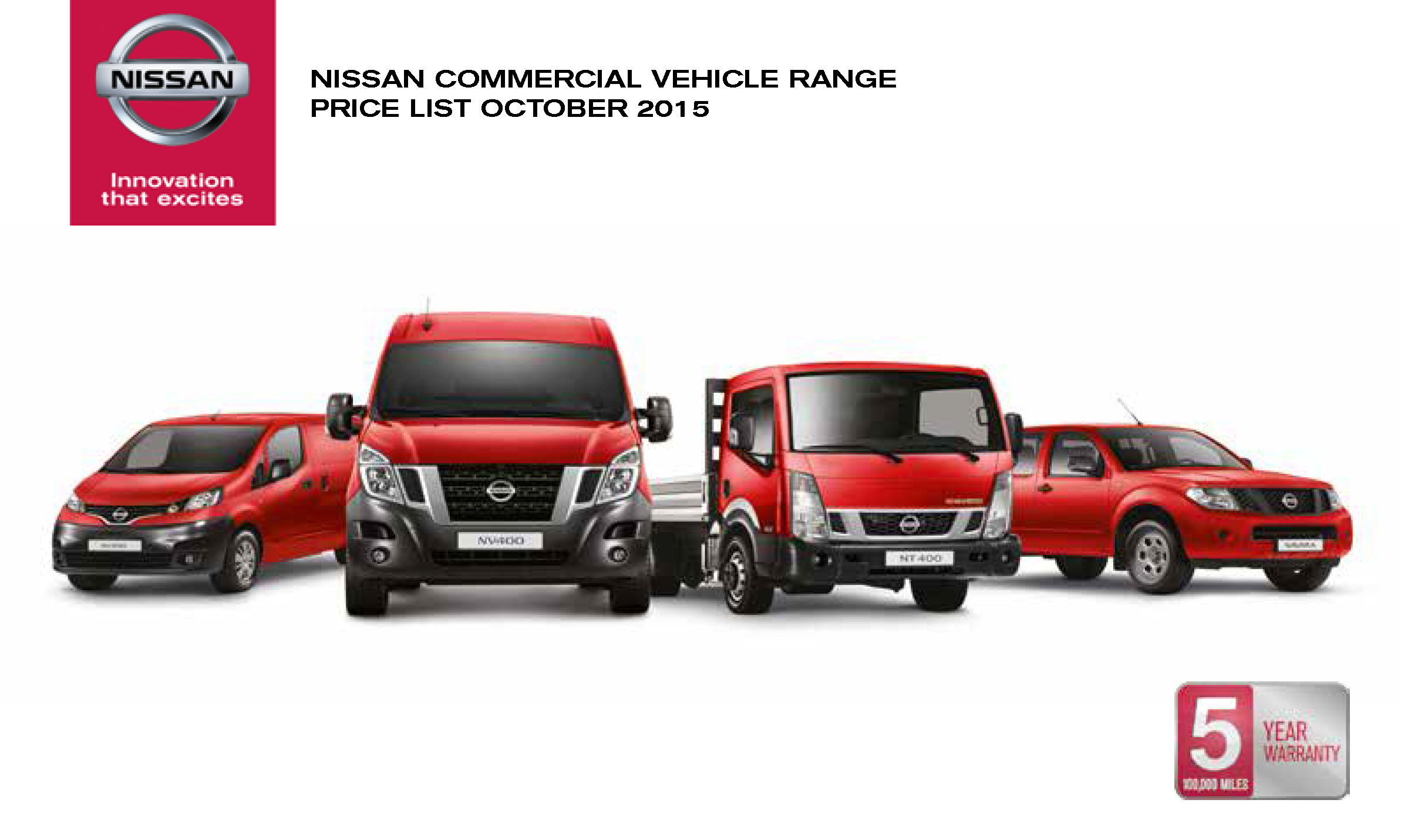 nissan nv400 price list